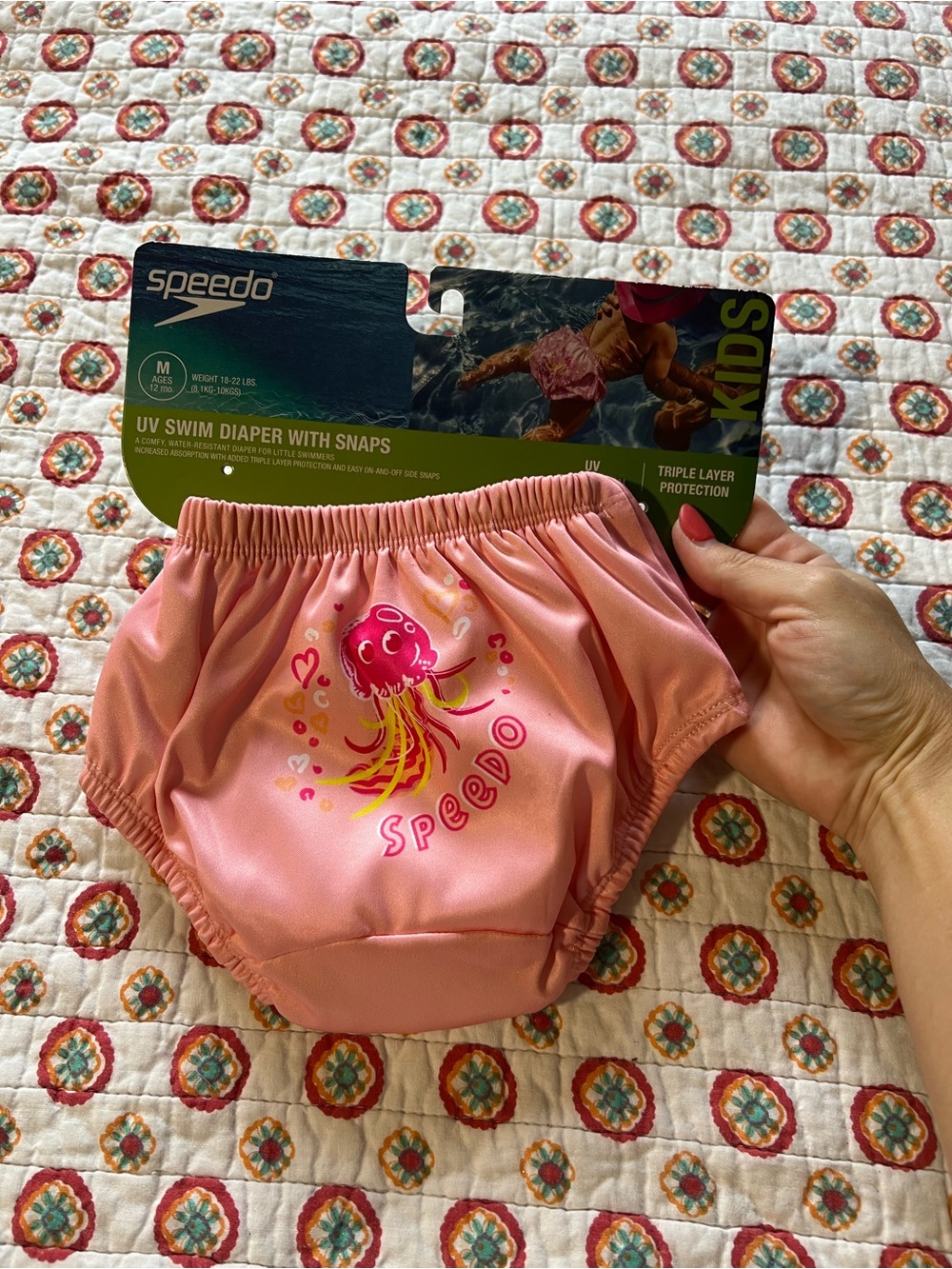NWT Speedo Pink Swim Diaper Cover size 12 months